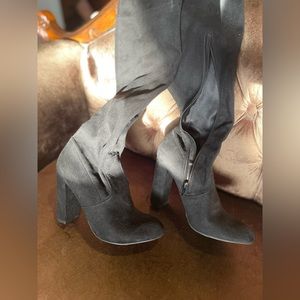 Suede knee high boots